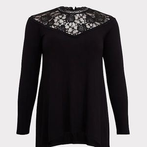 Torrid Super Soft Lace High Neck Long Sleeve Tee